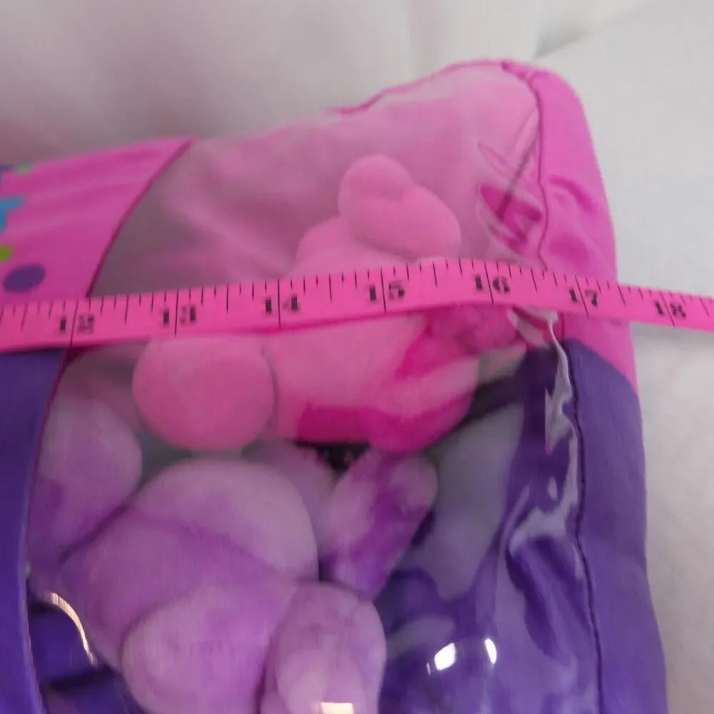 Nerds Throw Pillow With 4 Mini Plush Piece Inside Purple Pink 18 Inch  X 10 Inch